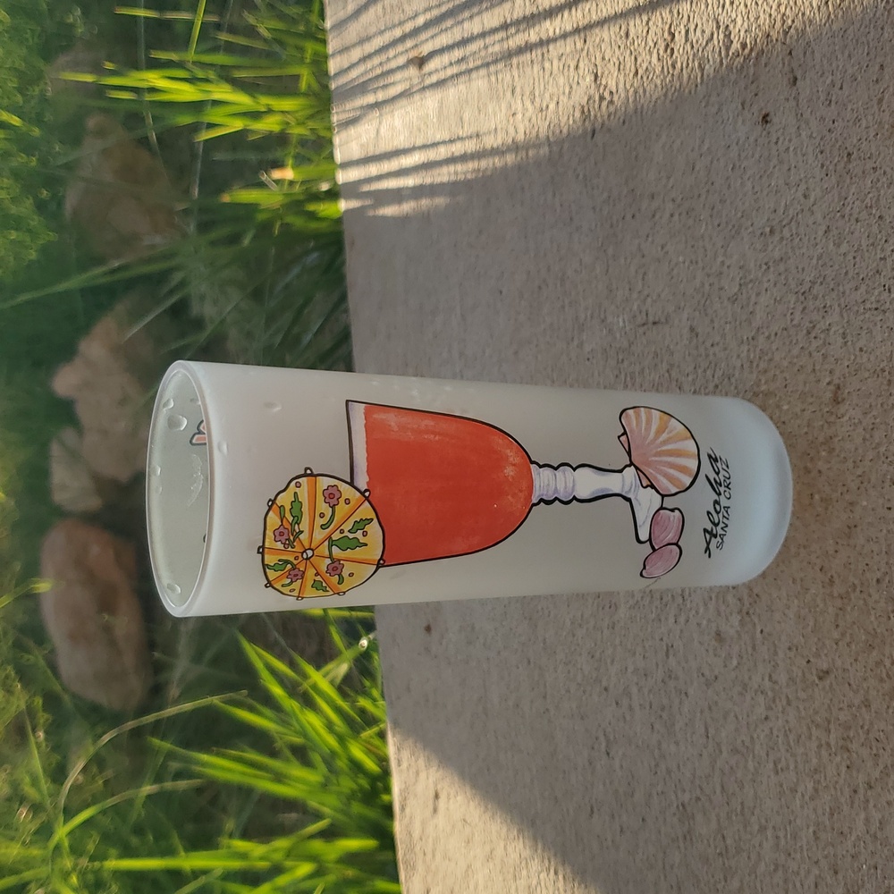 FROSTED GLASS TROPICAL COCKTAIL TUMBLER - TIKI BAR RETRO BARWARE